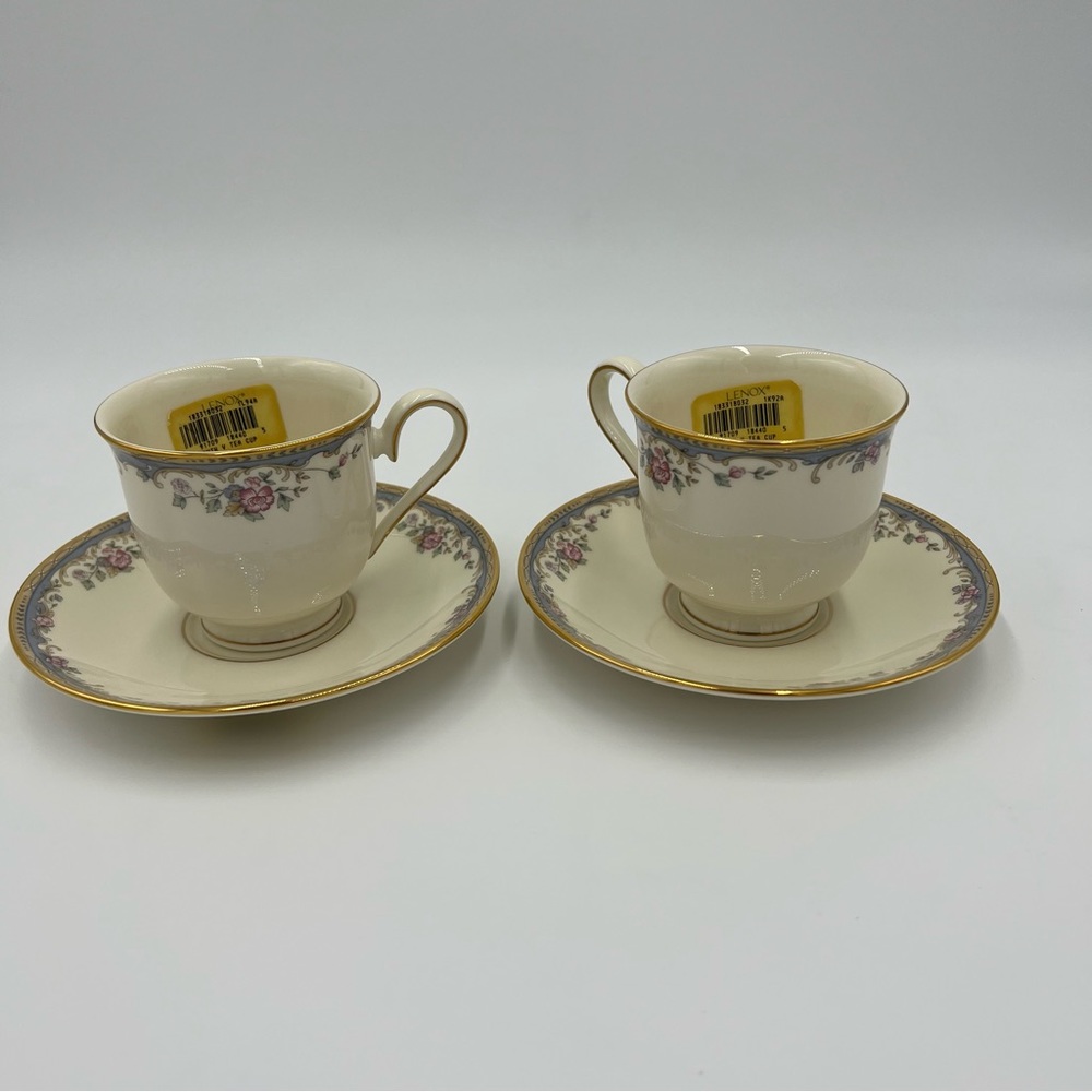 LENOX  SOUTHERN VISTA  FOOTED CUP AND SAUCER SET OF TWO